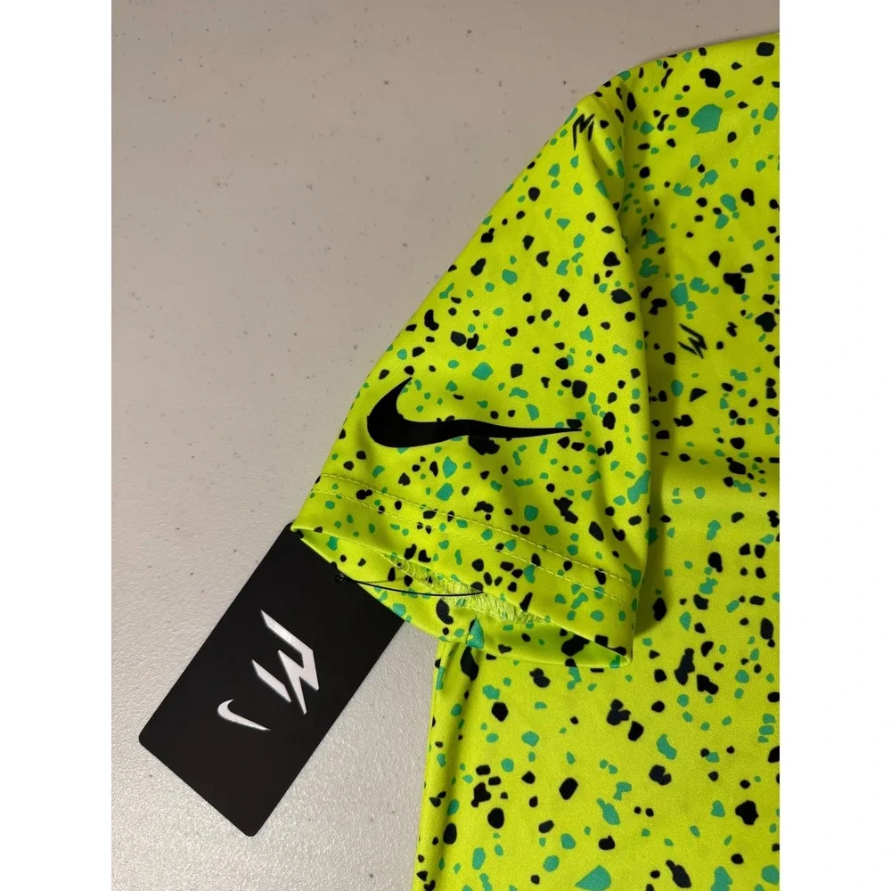 Nike 3 Brand T-Shirt Boys Small Volt Neon‎ Splatter Dri-FIT Sport Top NEW